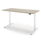 P1 ELITE Standing Desk in 3D Laminate 30x95-Swiss Elm-With Grommet Holes-White-iMovR