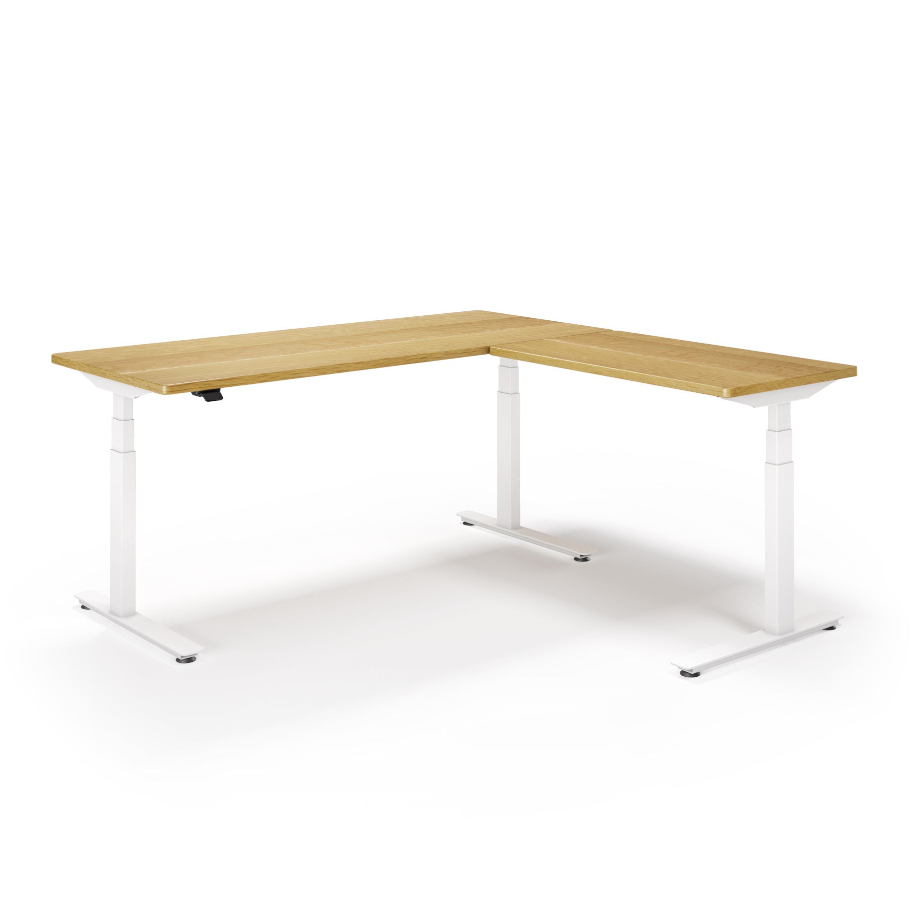 P1 ELITE L-Shaped Standing Desk with Solid Wood Desktop