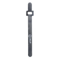 Single gray Tucker reusable cable wrap tie with iMovR logo, felt exterior, and loop design.