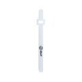 White Tucker Cable Wrap Tie with felt exterior and loop closure, featuring the iMovR logo.