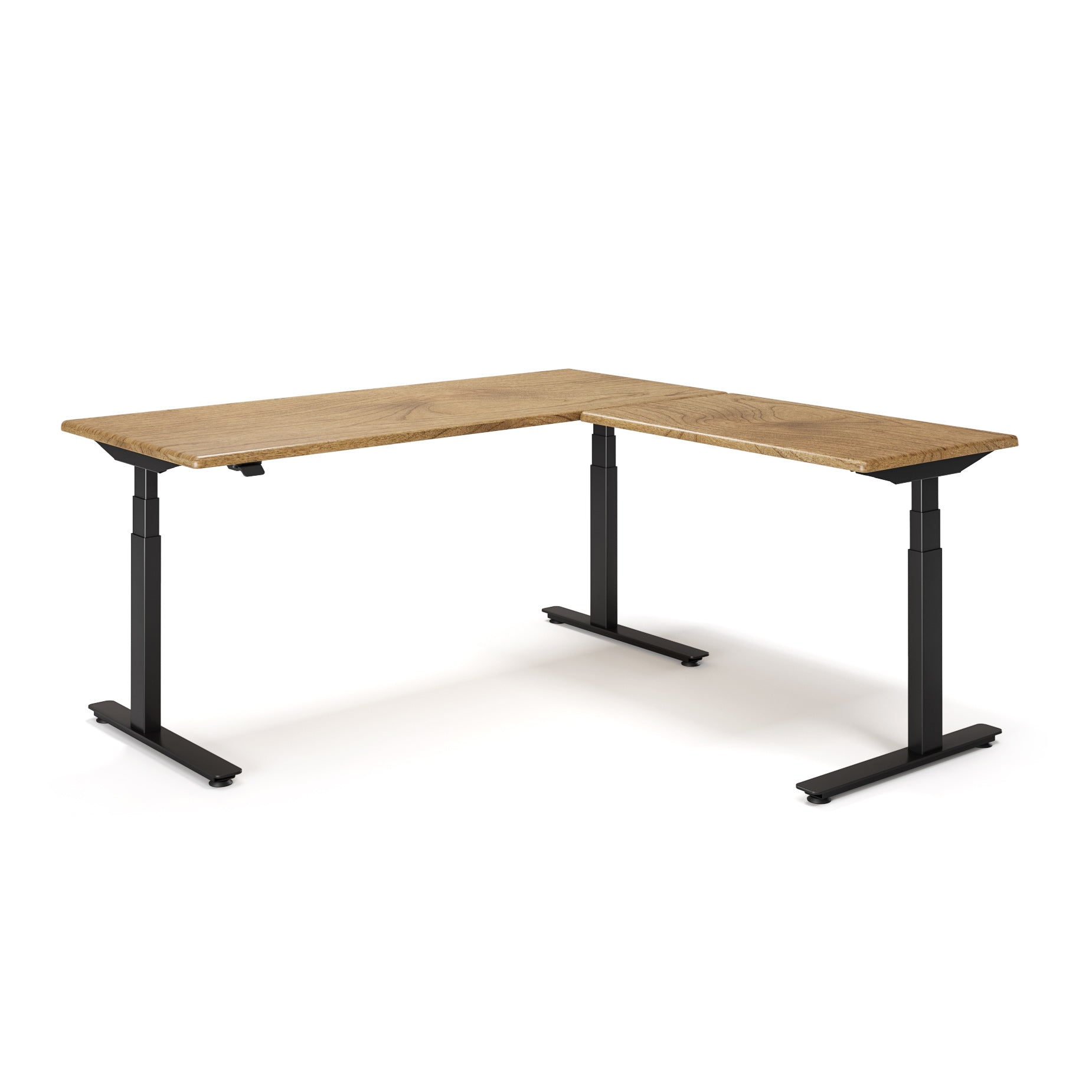 Lander Standing L-Desk with Solid Wood Desktop