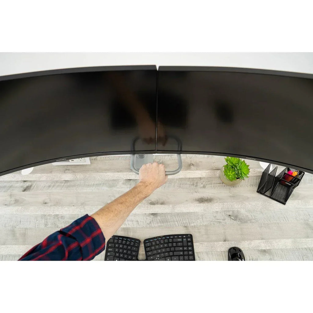 ZipView Unison Dual Monitor Arm with Handle seamless screen positioning during movement