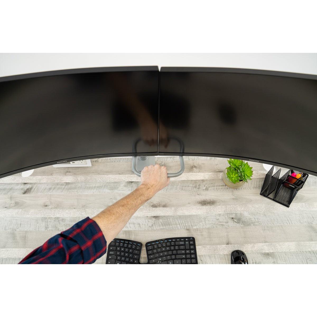 ZipView Unison Dual Monitor Arm with Handle seamless screen positioning during movement